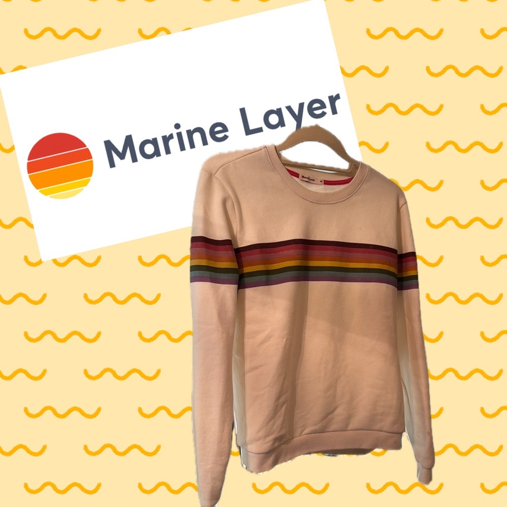 Cream Sweatshirt with Multicolor Stripes